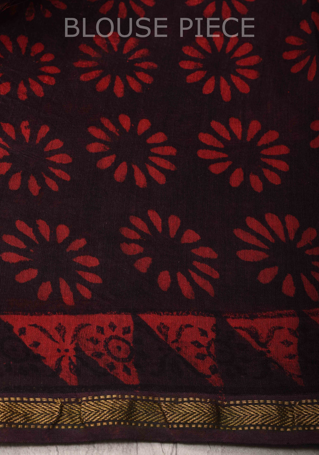 Black Hand block Printed Mul Cotton Saree with Minimal Zari Border