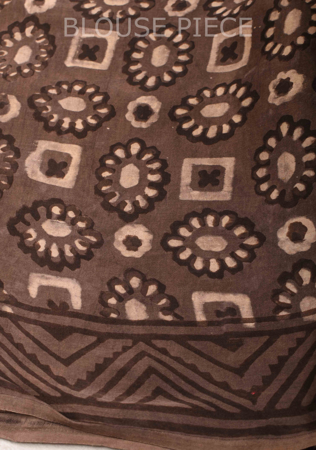 Beige Vanaspati Hand Block Print on Modal Silk Saree