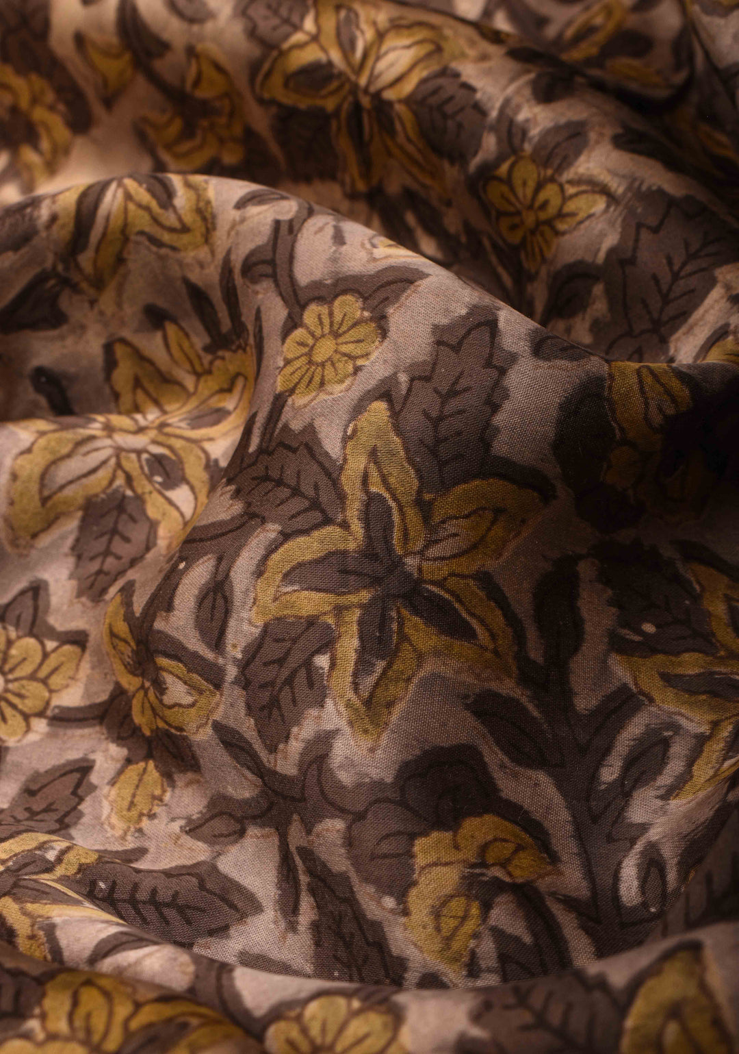 Beige Vanaspati Hand Block Print on Modal Silk Saree