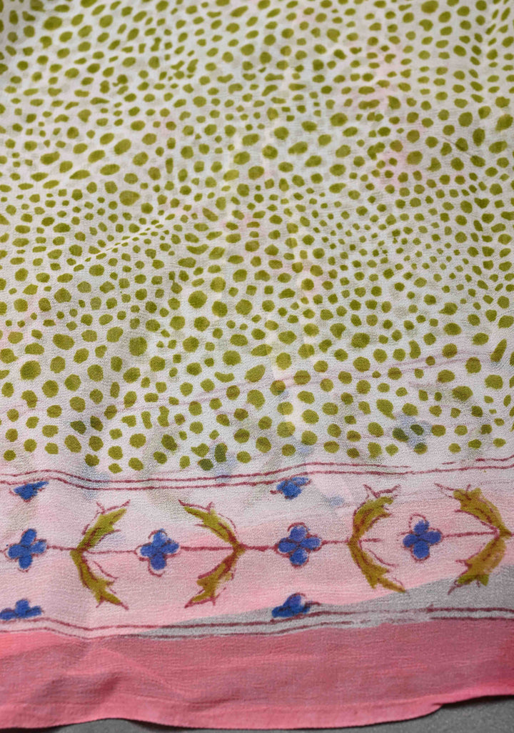 Light Pink Georgette Saree with Sanganeri Hand Block Print