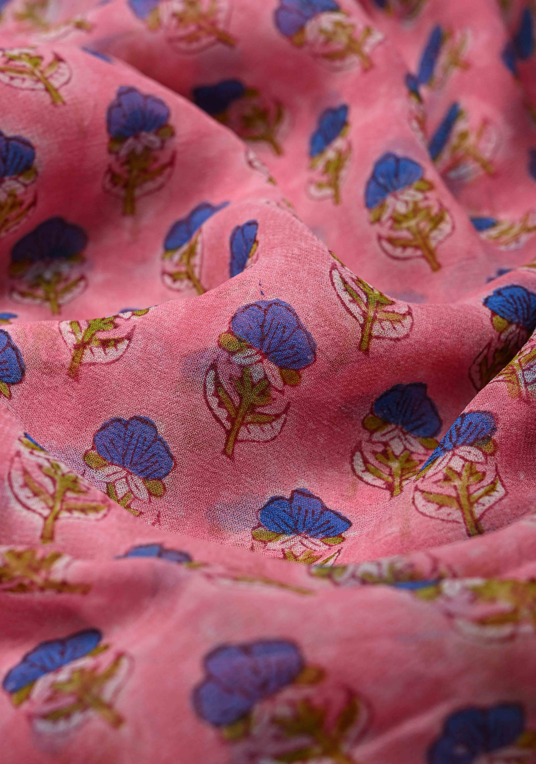Light Pink Georgette Saree with Sanganeri Hand Block Print