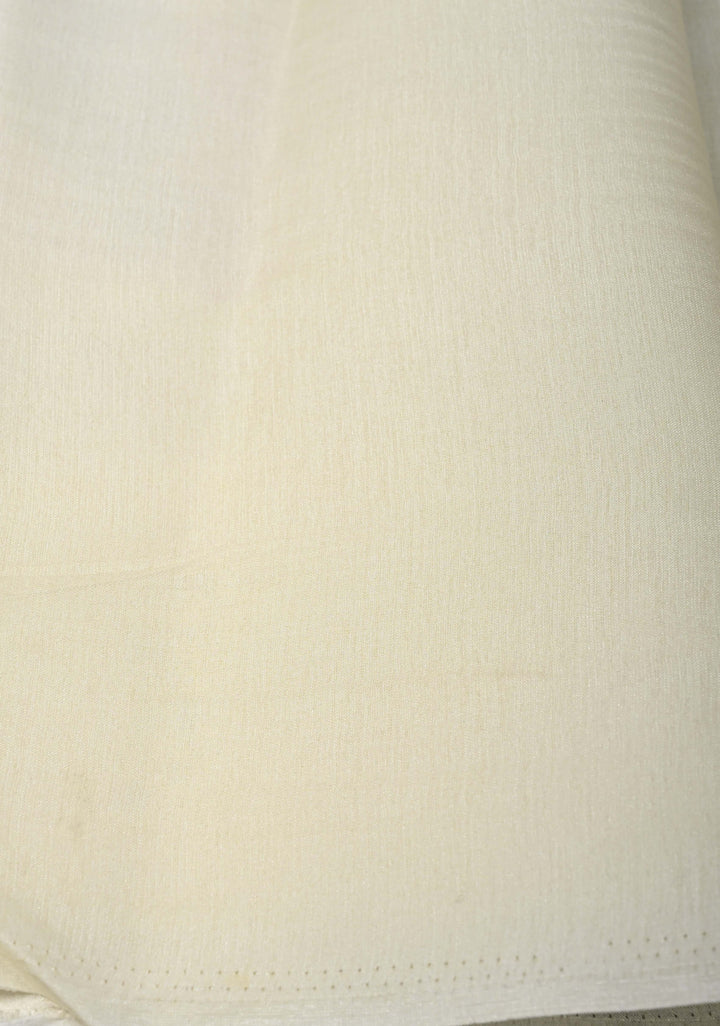 Cream Viscose Saree with Rose Floral Print and self embroidered borders