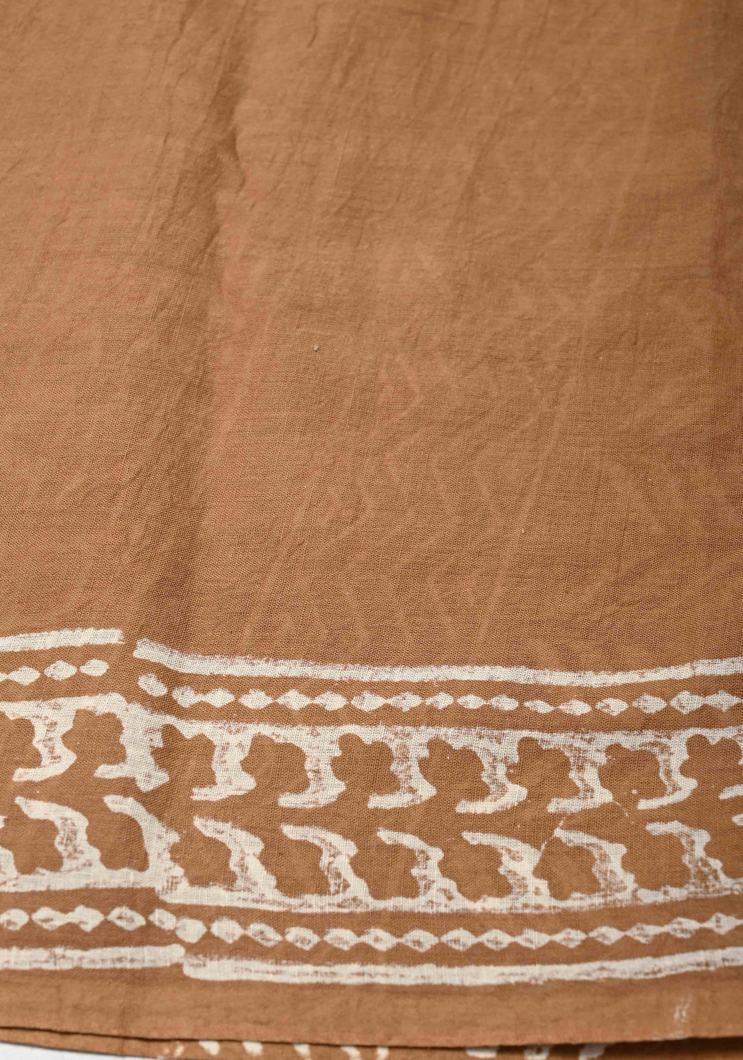 Wood Brown Mul Cotton Saree with Floral Bagru Hand Block Print