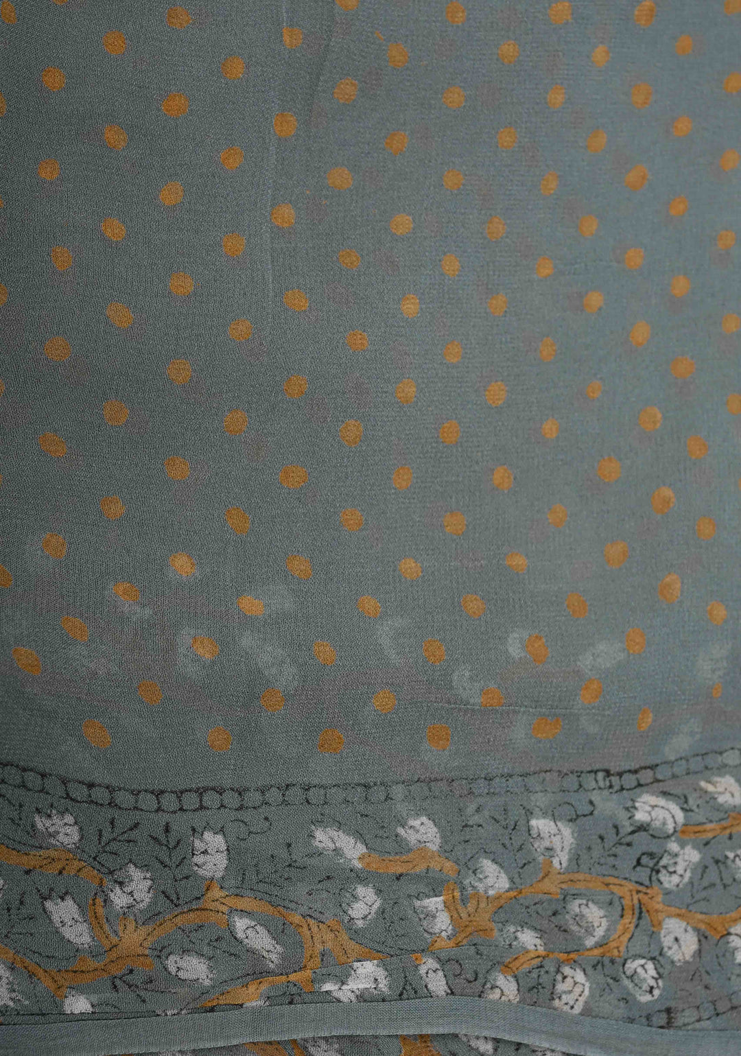 Gray Georgette Saree with Sanganeri Hand Block Print