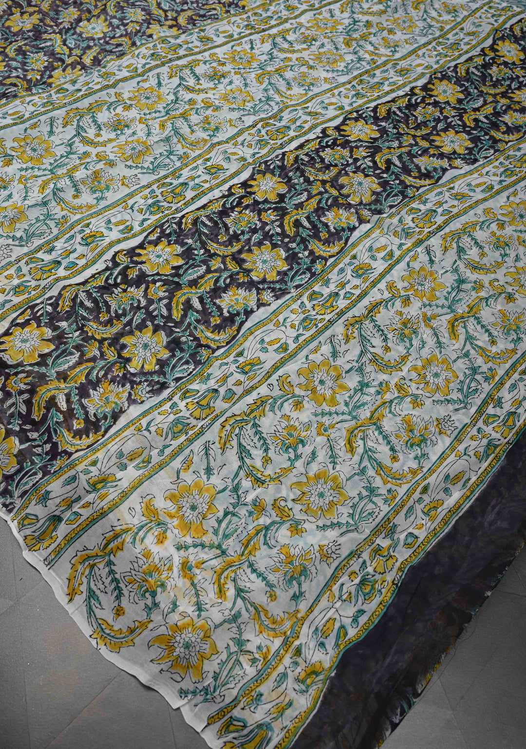 Dark Purple Georgette Saree with Sanganeri Hand Block Print