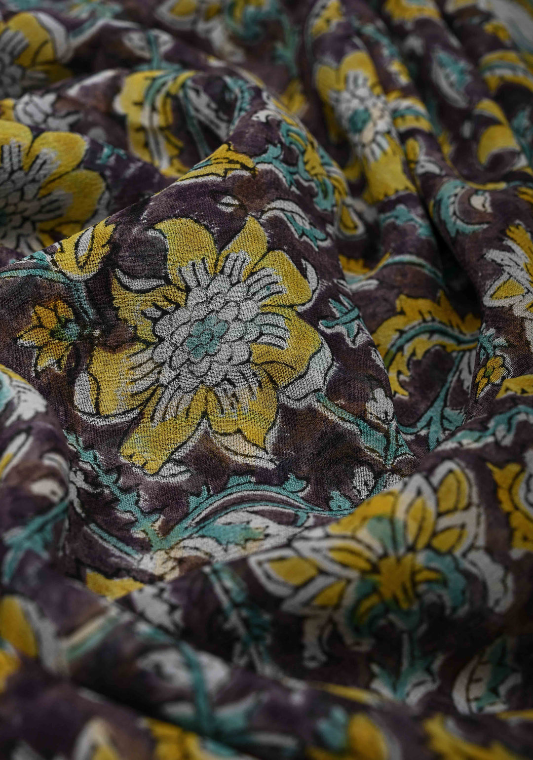 Dark Purple Georgette Saree with Sanganeri Hand Block Print
