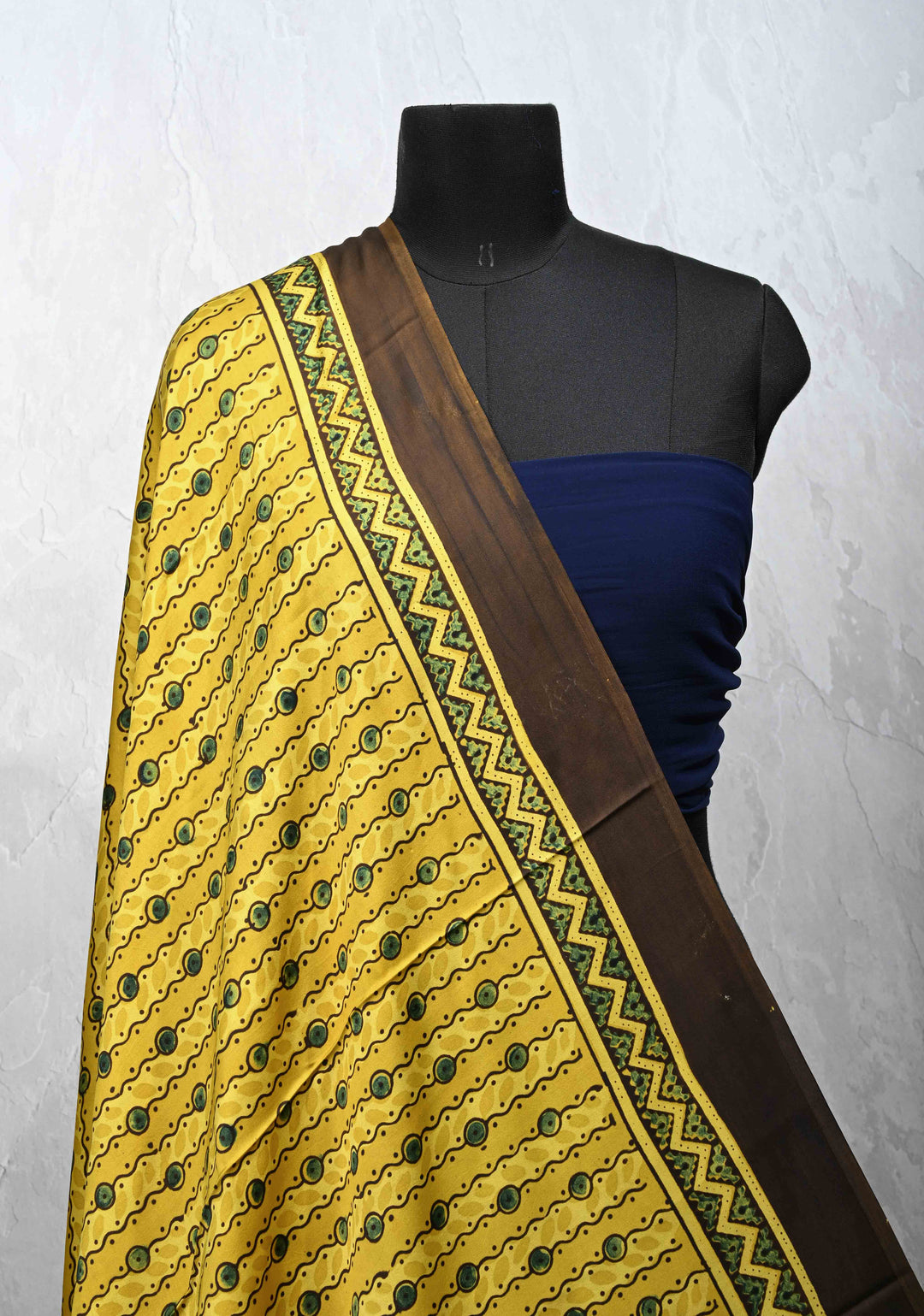 Dupatta: Authentic Yellow Modal Silk Dupatta with Hand block Print