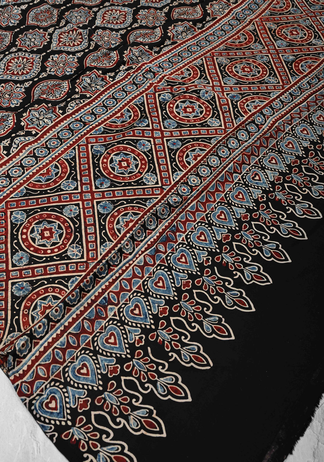 Dupatta: Authentic Black Modal Silk Dupatta with Ajrakh Hand block Print