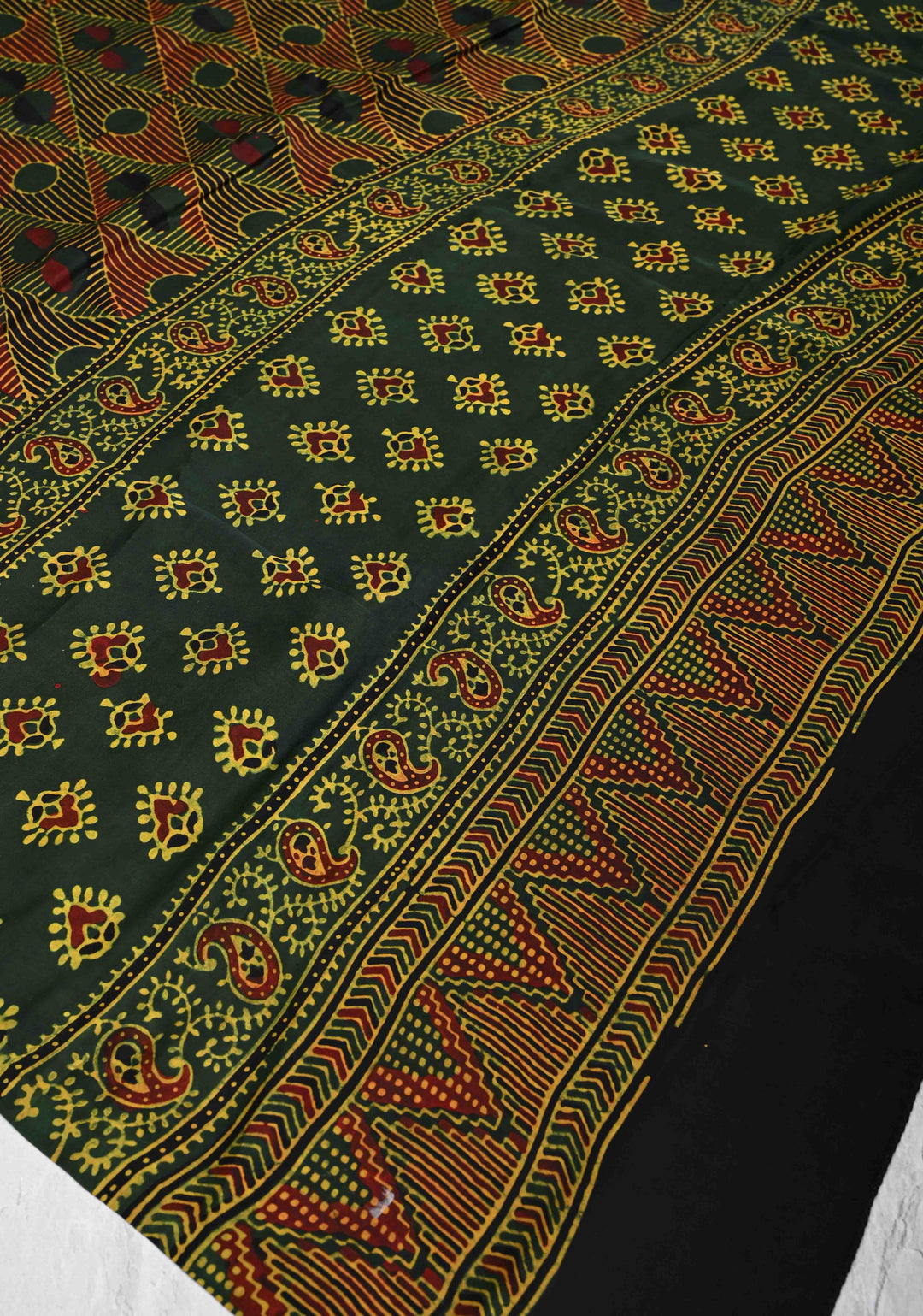 Dupatta: Authentic Green Modal Silk Dupatta with Hand block Print