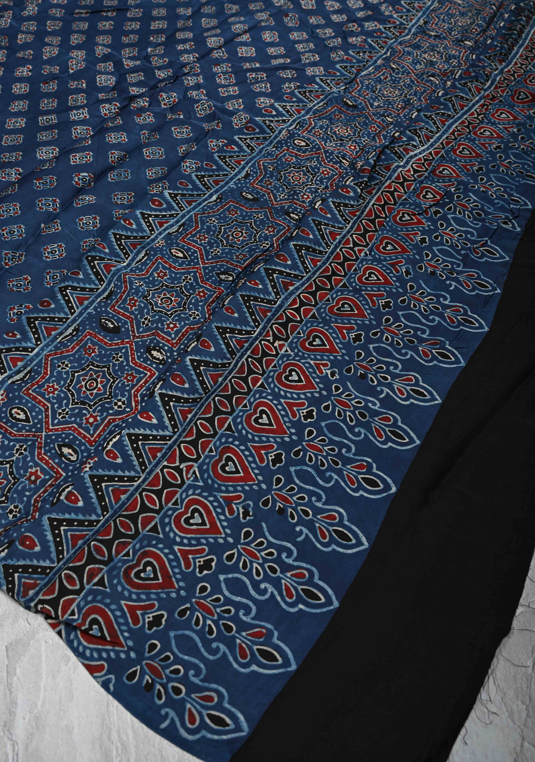 Dupatta: Authentic Tealish Blue Modal Silk Dupatta with Hand block Print