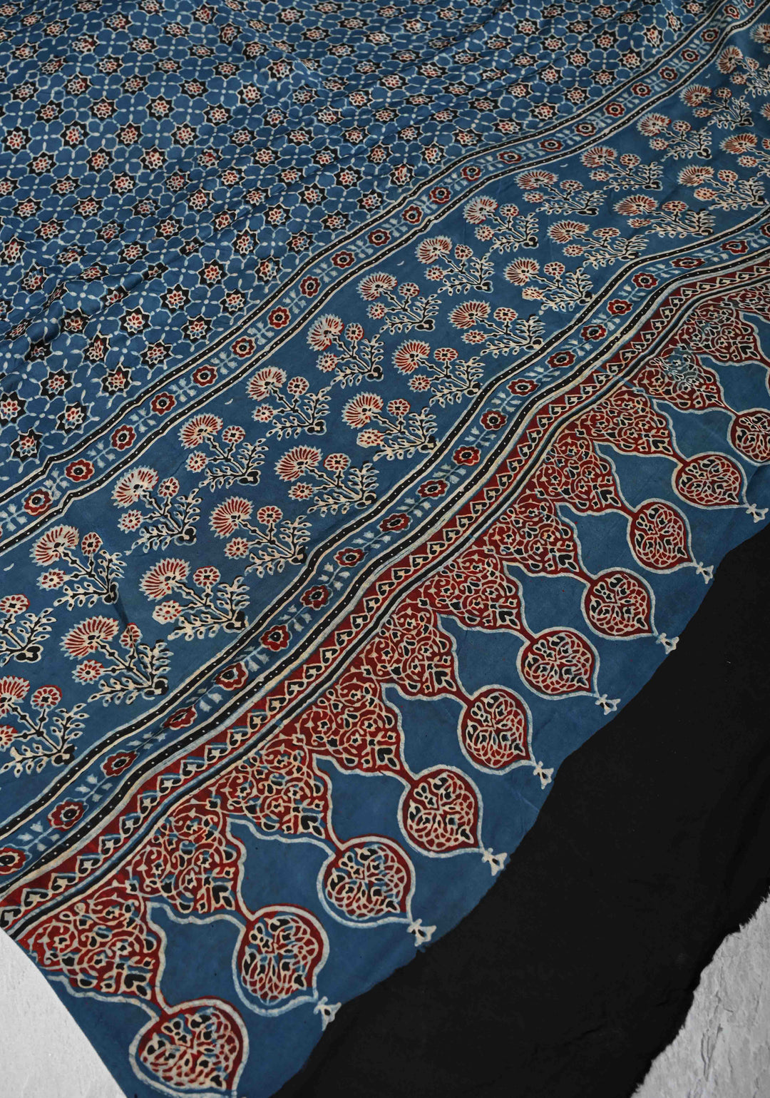Dupatta: Authentic Blue Modal Silk Dupatta with Hand block Print
