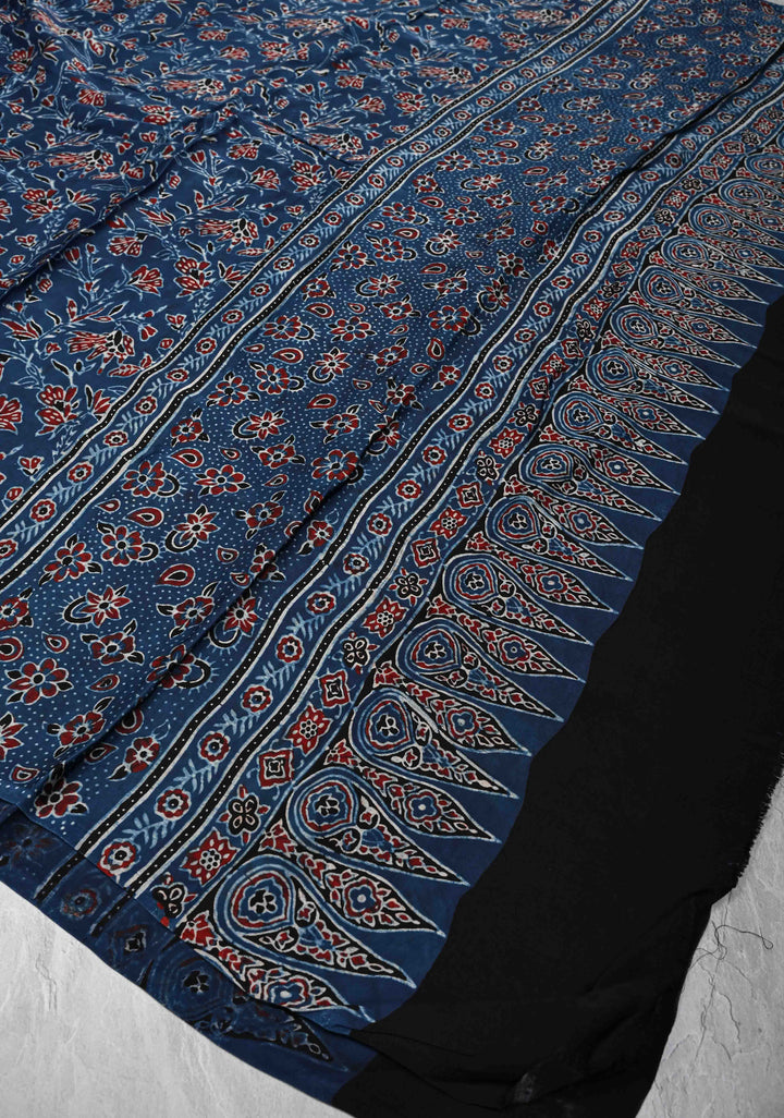 Dupatta: Authentic Teal Modal Silk Dupatta with Hand block Print
