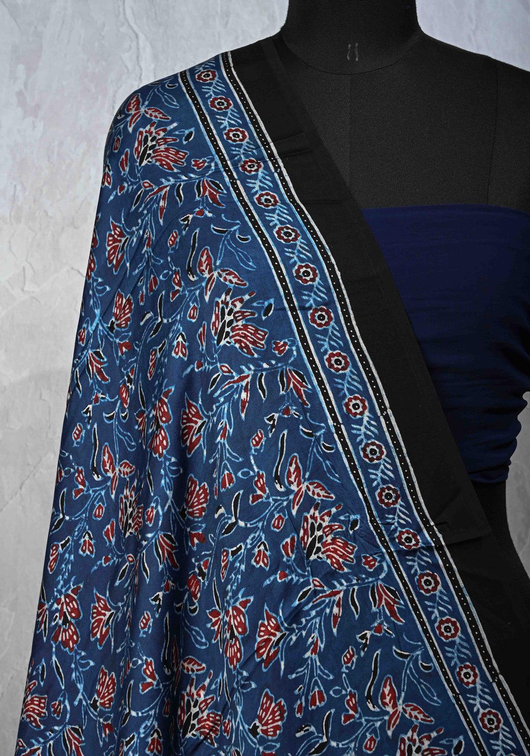 Dupatta: Authentic Teal Modal Silk Dupatta with Hand block Print