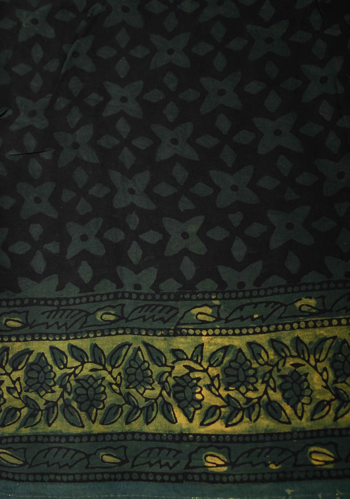 Burnt Umber Vanaspati Hand Block Print on Modal Silk Saree