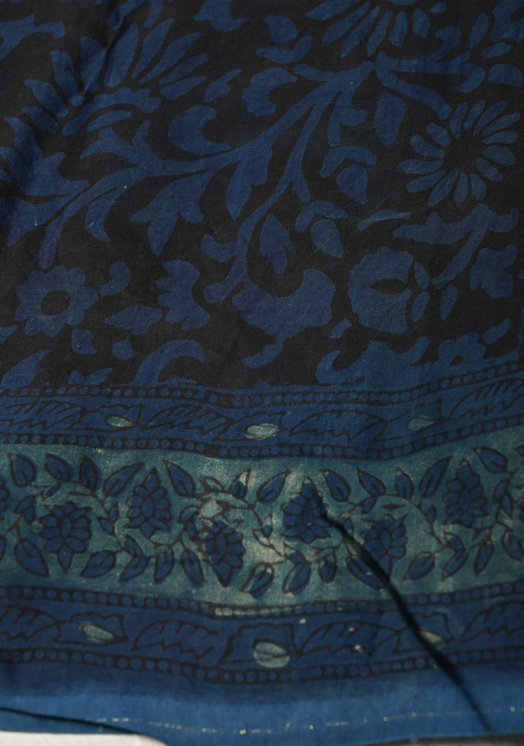 Carolina Blue Vanaspati Hand Block Print on Modal Silk Saree