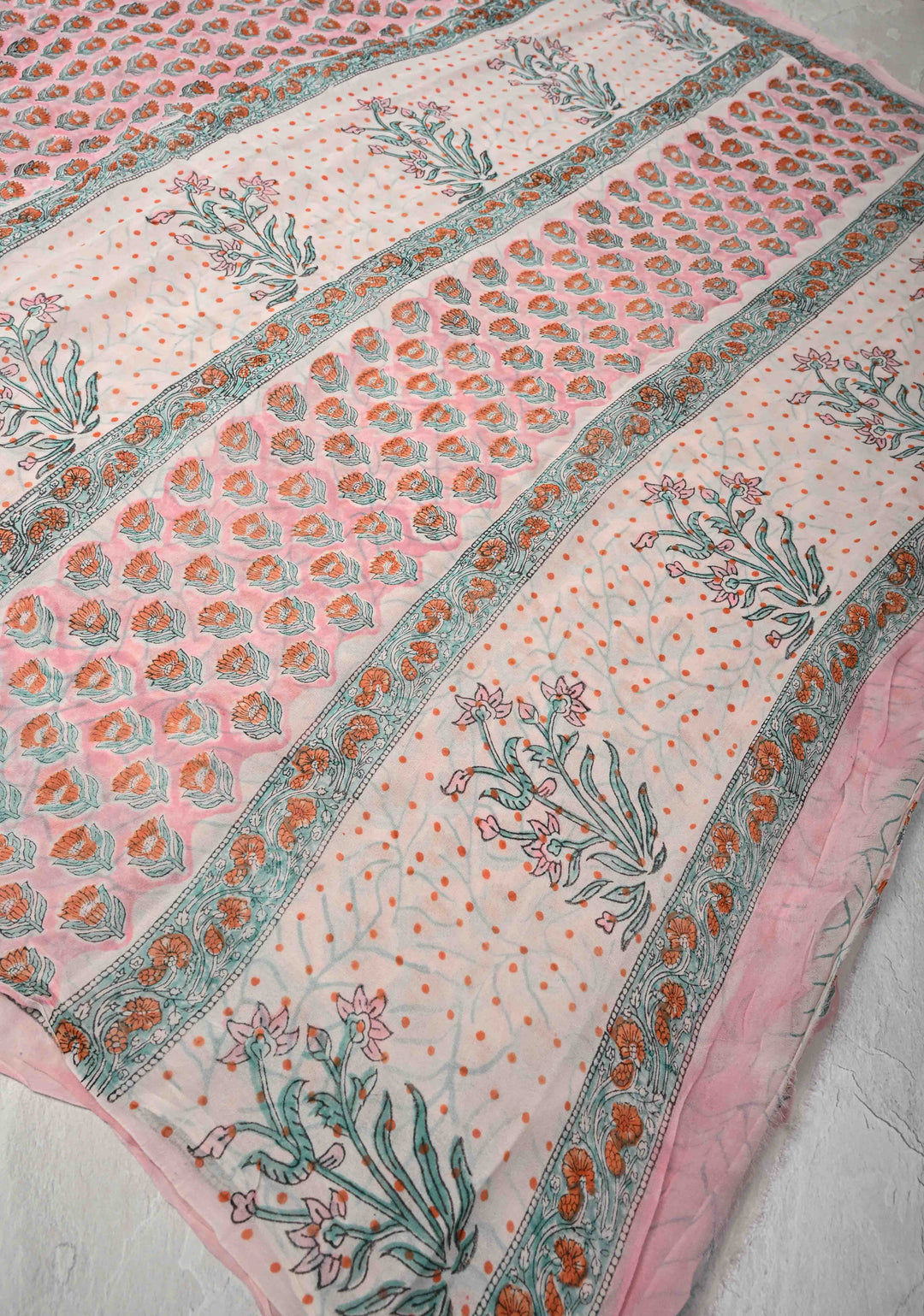 Baby Pink Georgette Saree with Sanganeri Hand Block Print