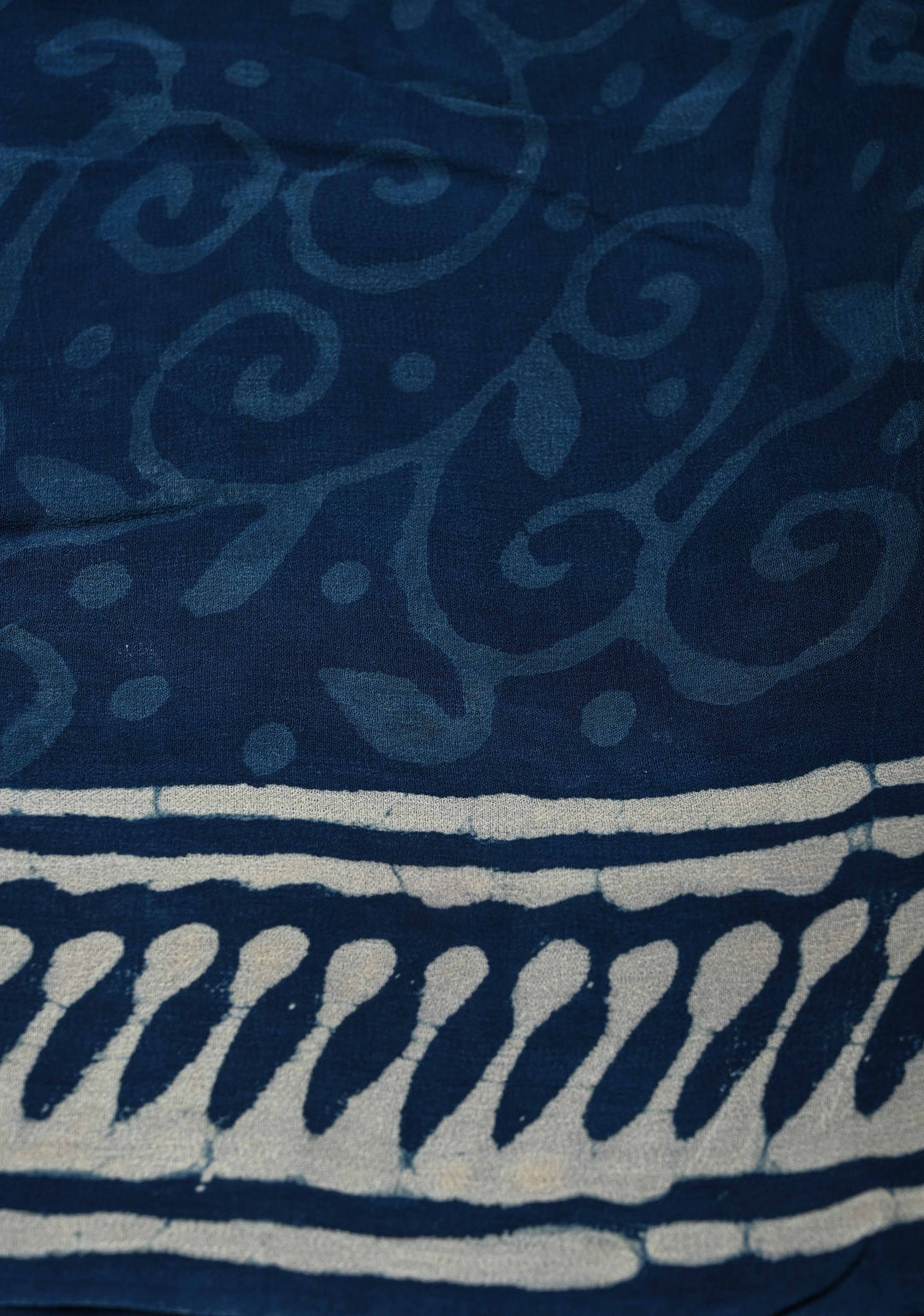 Indigo Georgette Saree with Hand Block Print