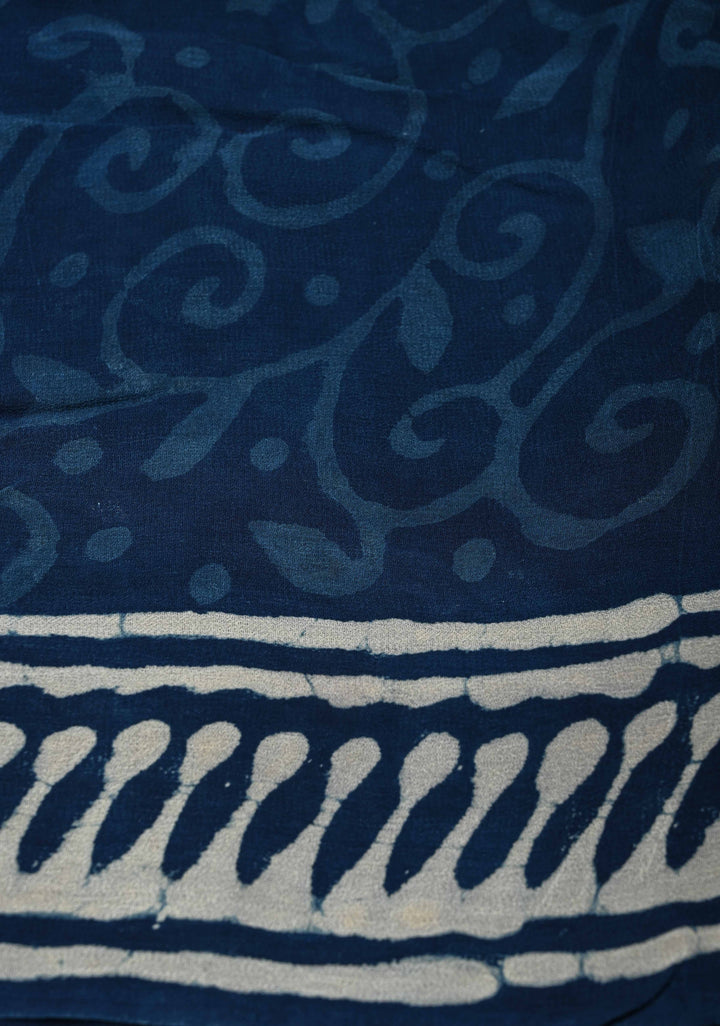 Indigo Georgette Saree with Hand Block Print