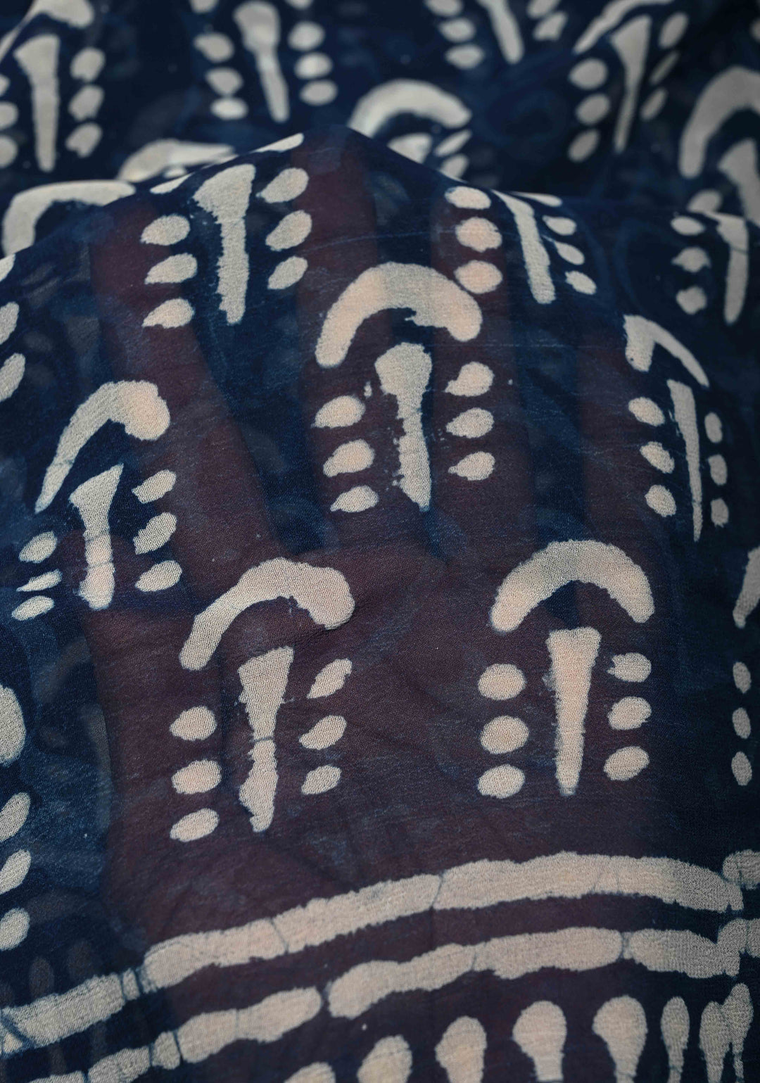Indigo Georgette Saree with Hand Block Print
