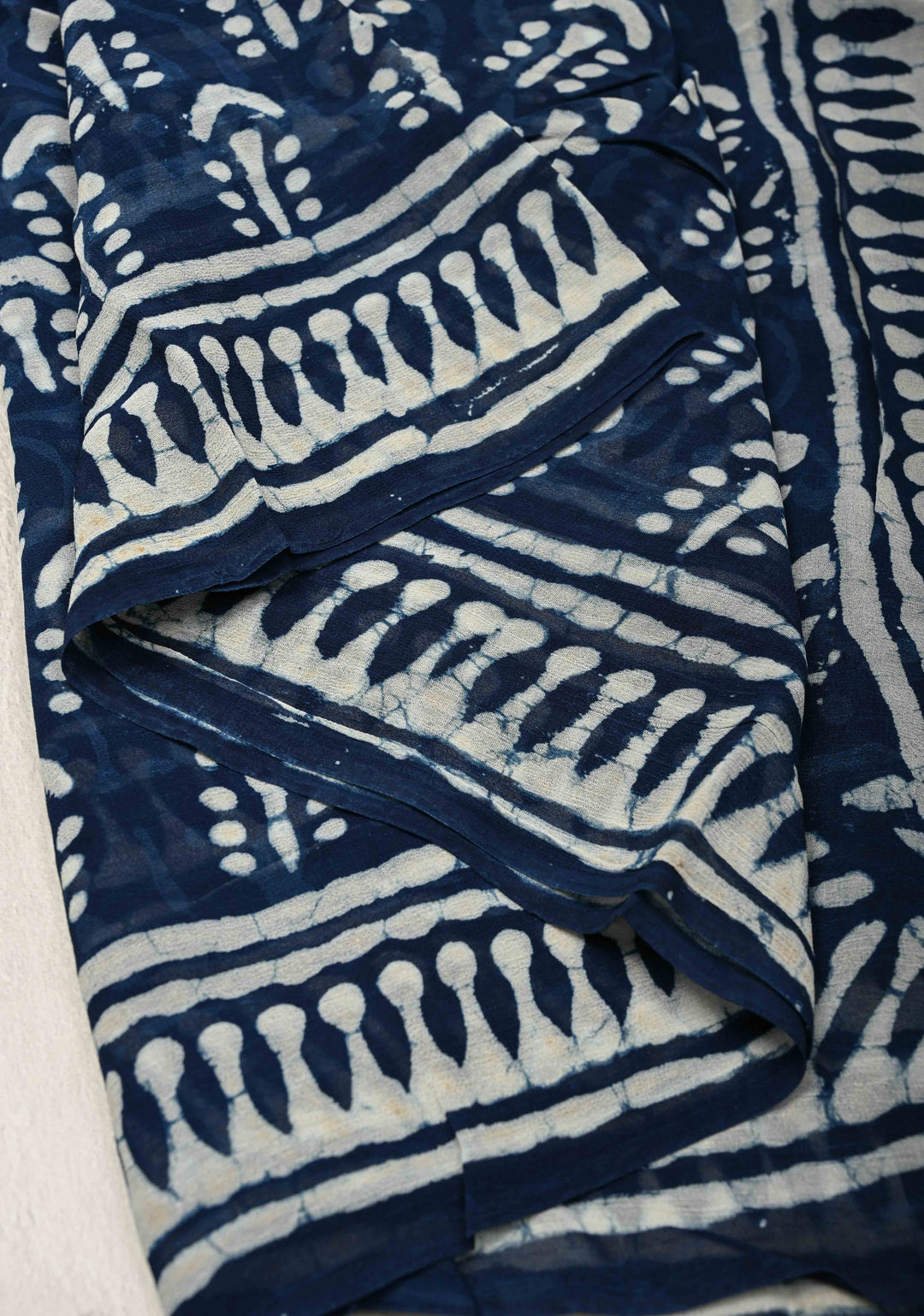 Indigo Georgette Saree with Hand Block Print