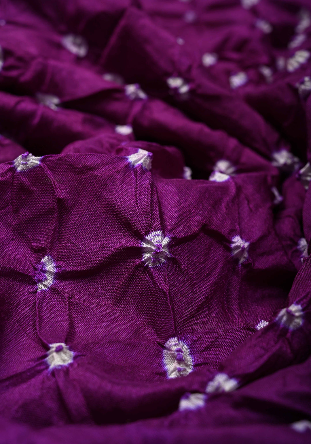 Dark Purple Crushed  Bandhani on Art Silk Saree with Meenakari Floral Zari Border and pallu