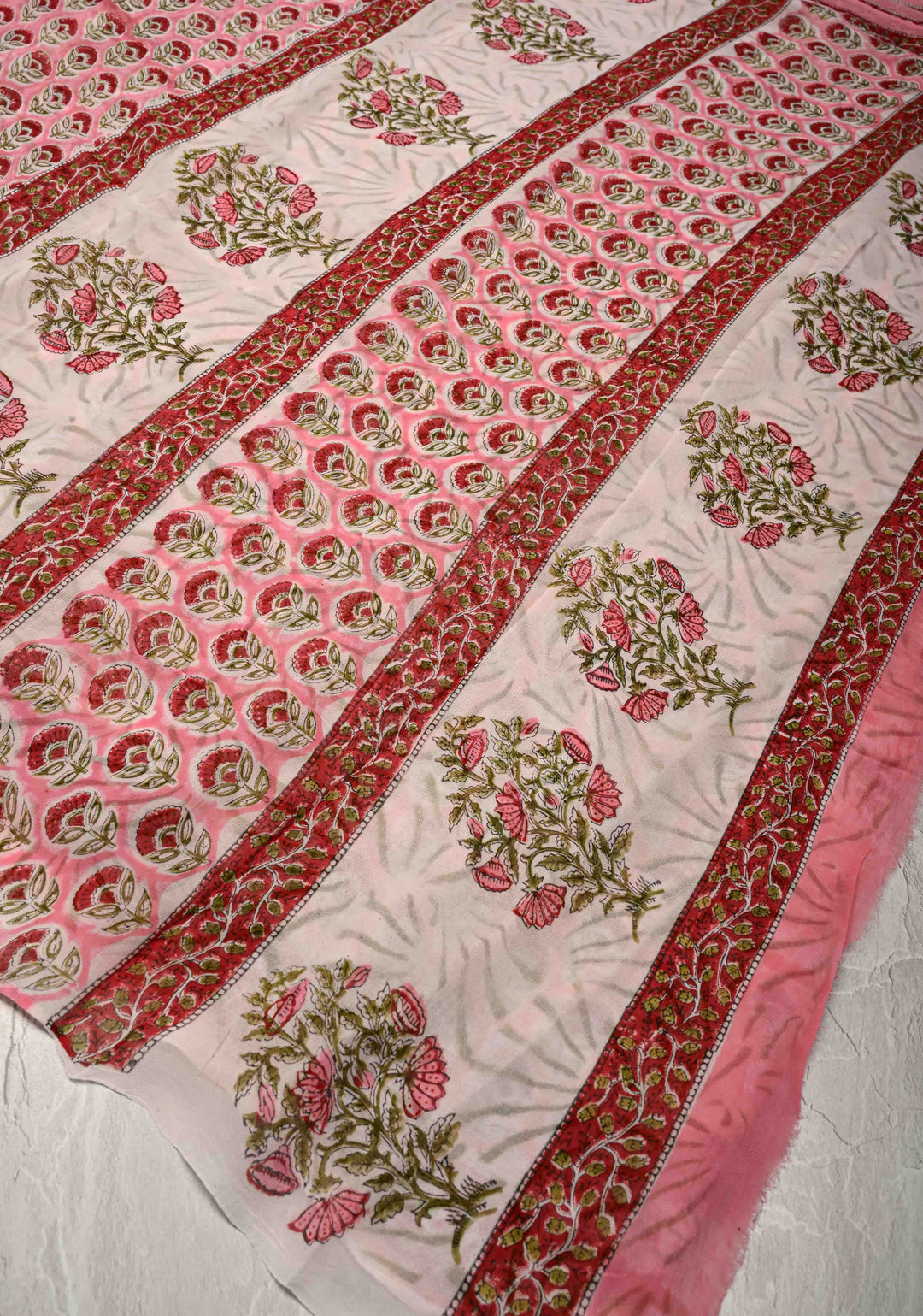 Rose Pink Georgette Saree with Sanganeri Hand Block Print