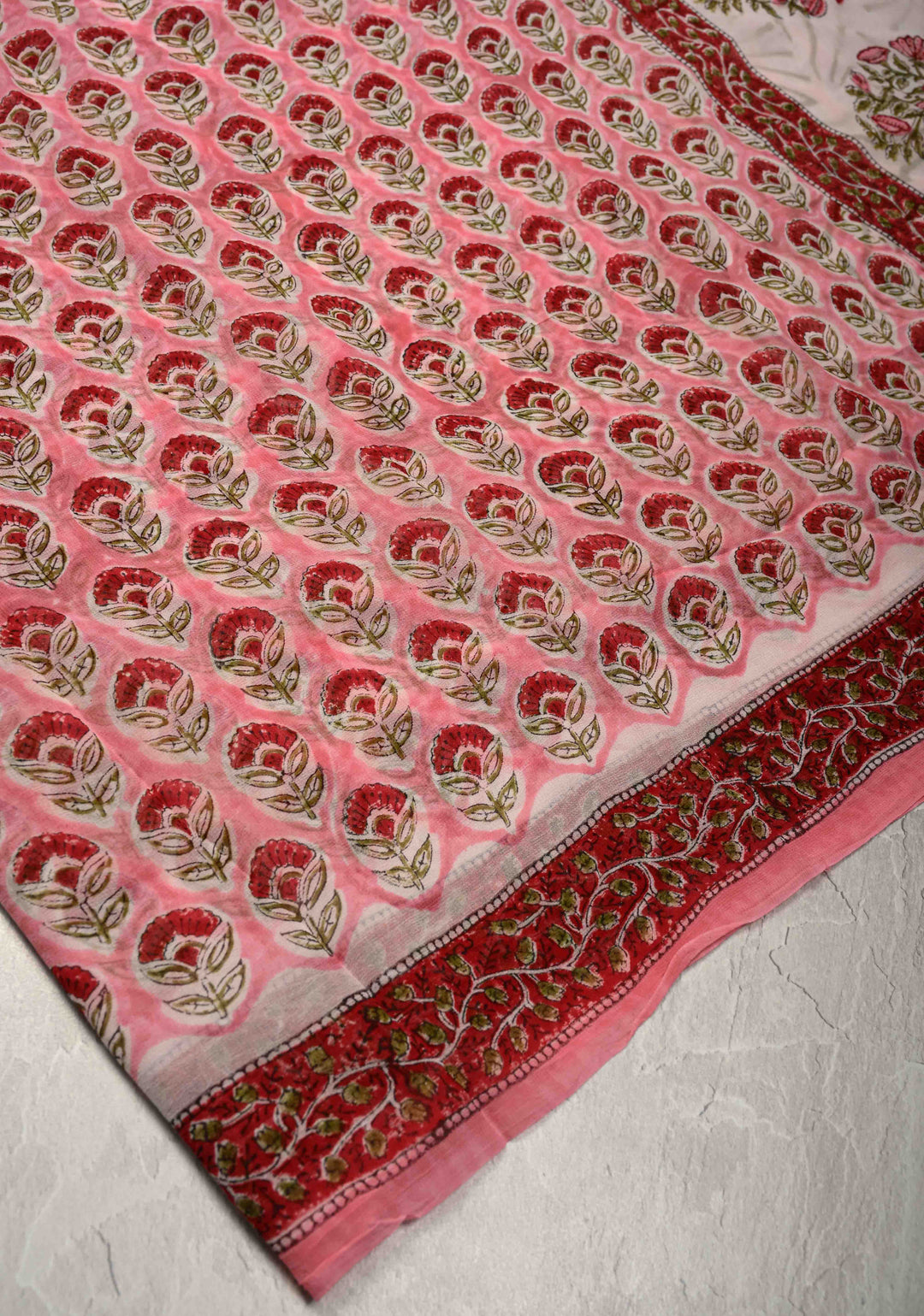 Rose Pink Georgette Saree with Sanganeri Hand Block Print