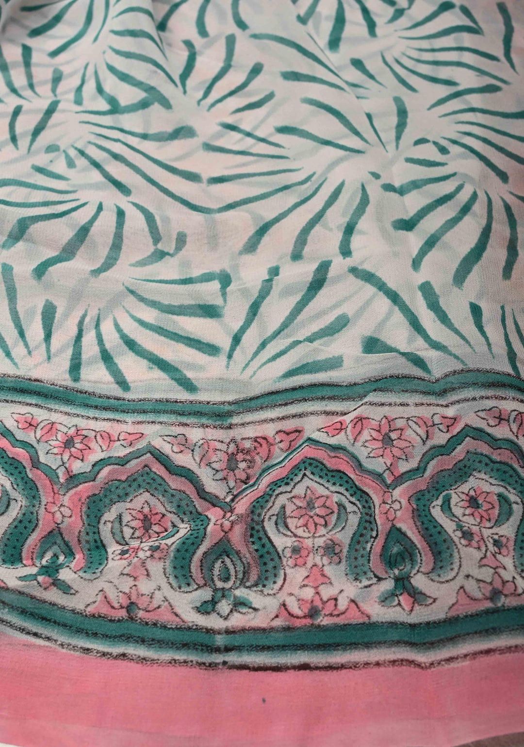 Light Pink Georgette Saree with Sanganeri Hand Block Print