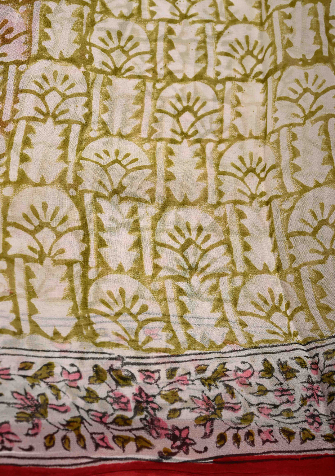 Brick Red Georgette Saree with Sanganeri Hand Block Print