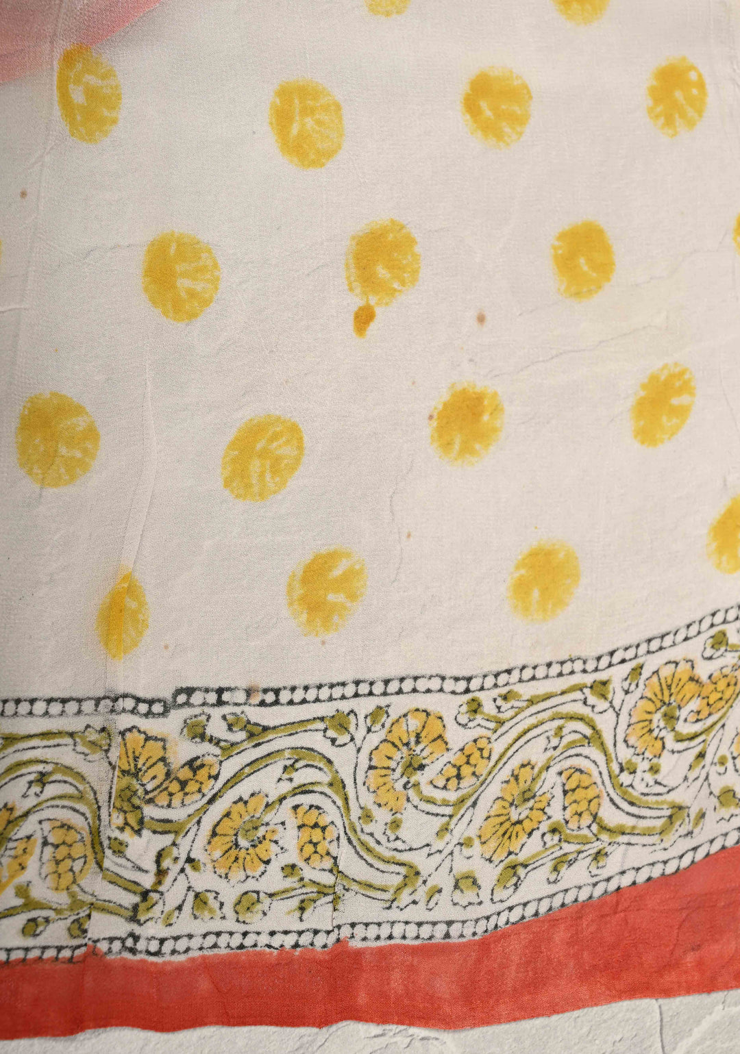 Fanta Orange Georgette Saree with Sanganeri Hand Block Print