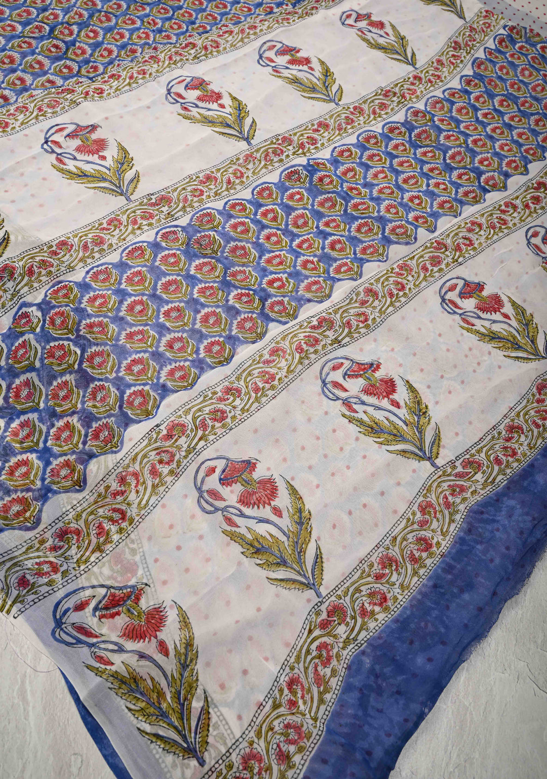 Blue Georgette Saree with Sanganeri Hand Block Print