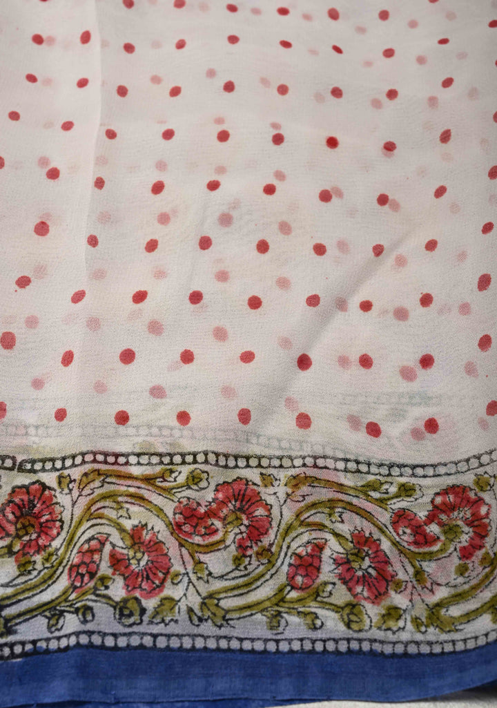 Blue Georgette Saree with Sanganeri Hand Block Print