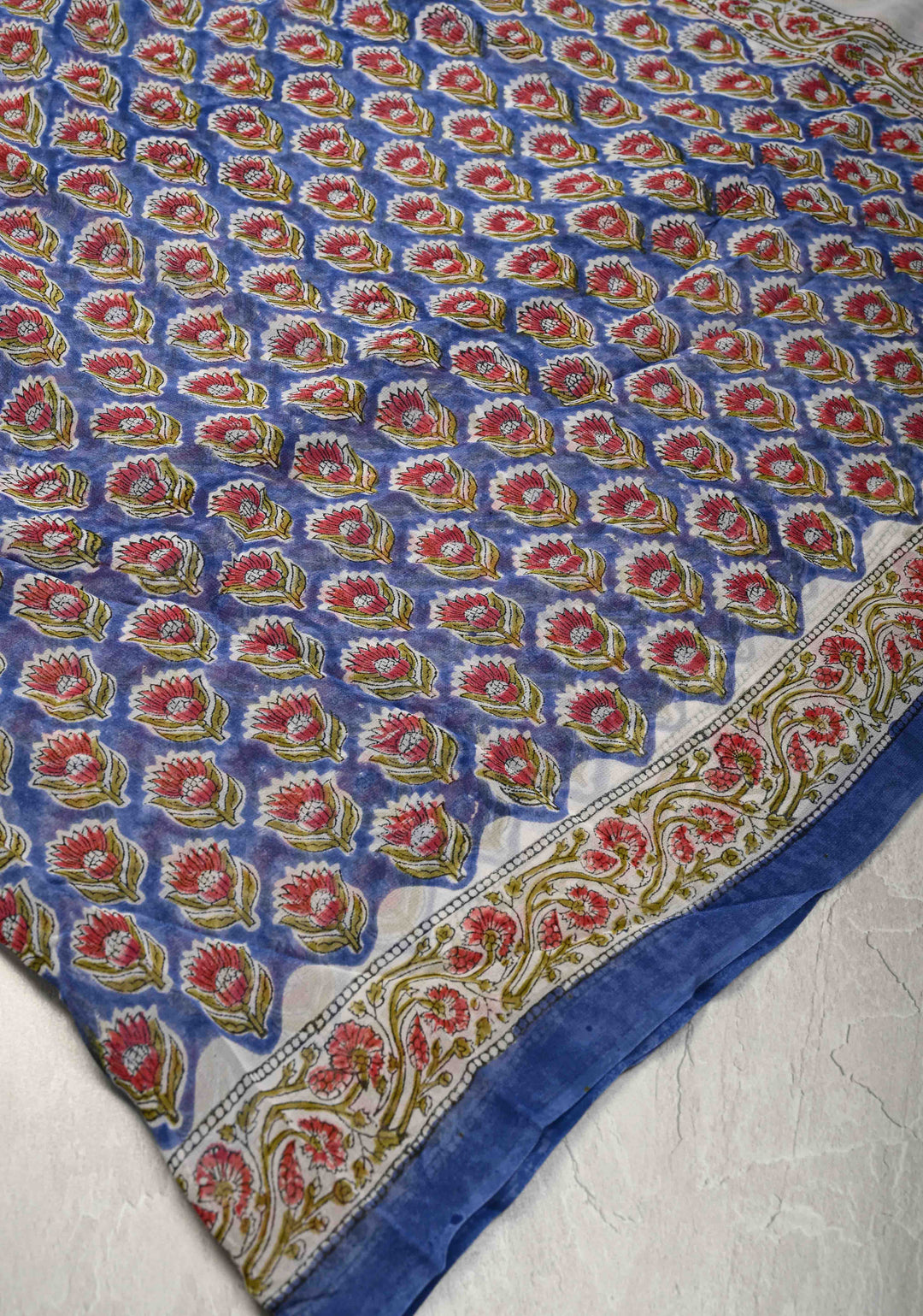 Blue Georgette Saree with Sanganeri Hand Block Print