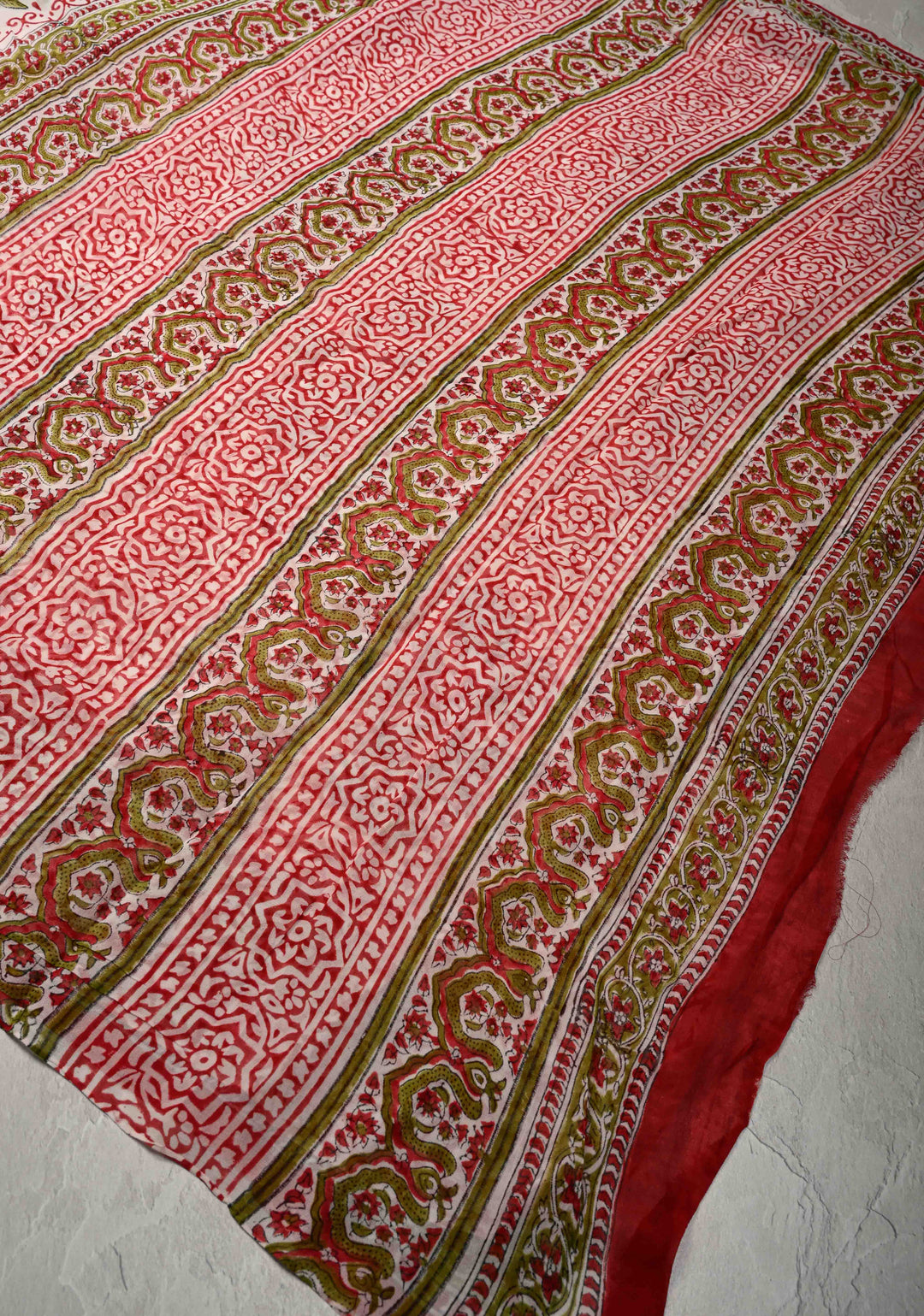 White Georgette Saree with Sanganeri Hand Block Print