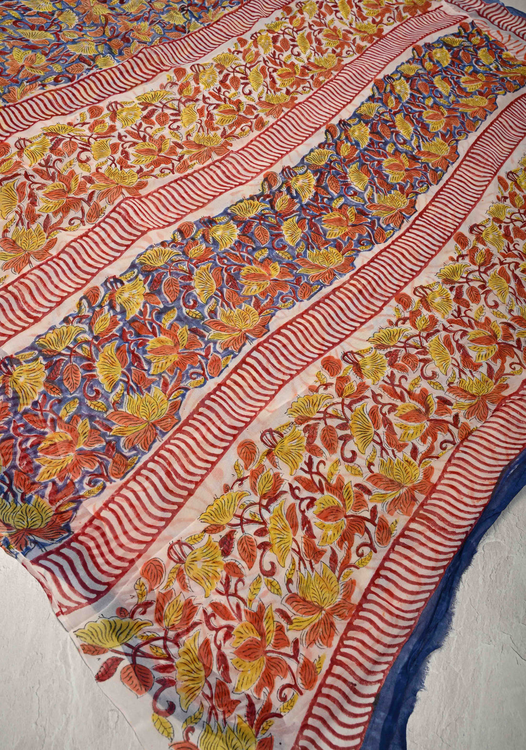 Blue Georgette Saree with Sanganeri Hand Block Print