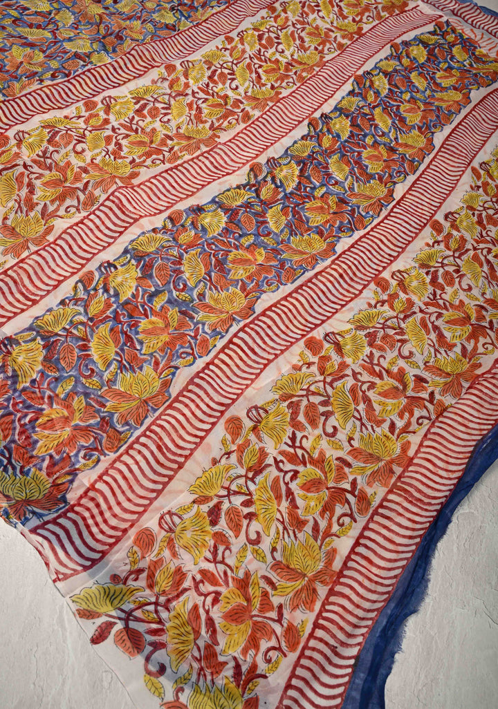 Blue Georgette Saree with Sanganeri Hand Block Print