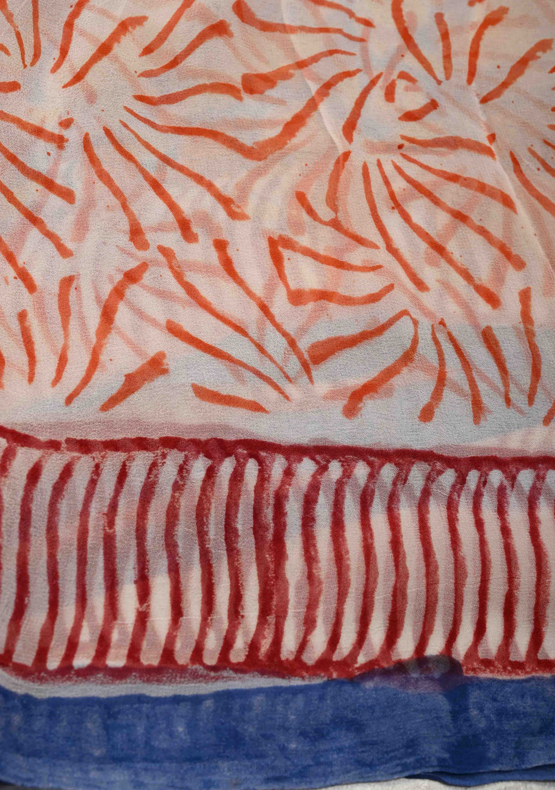 Blue Georgette Saree with Sanganeri Hand Block Print