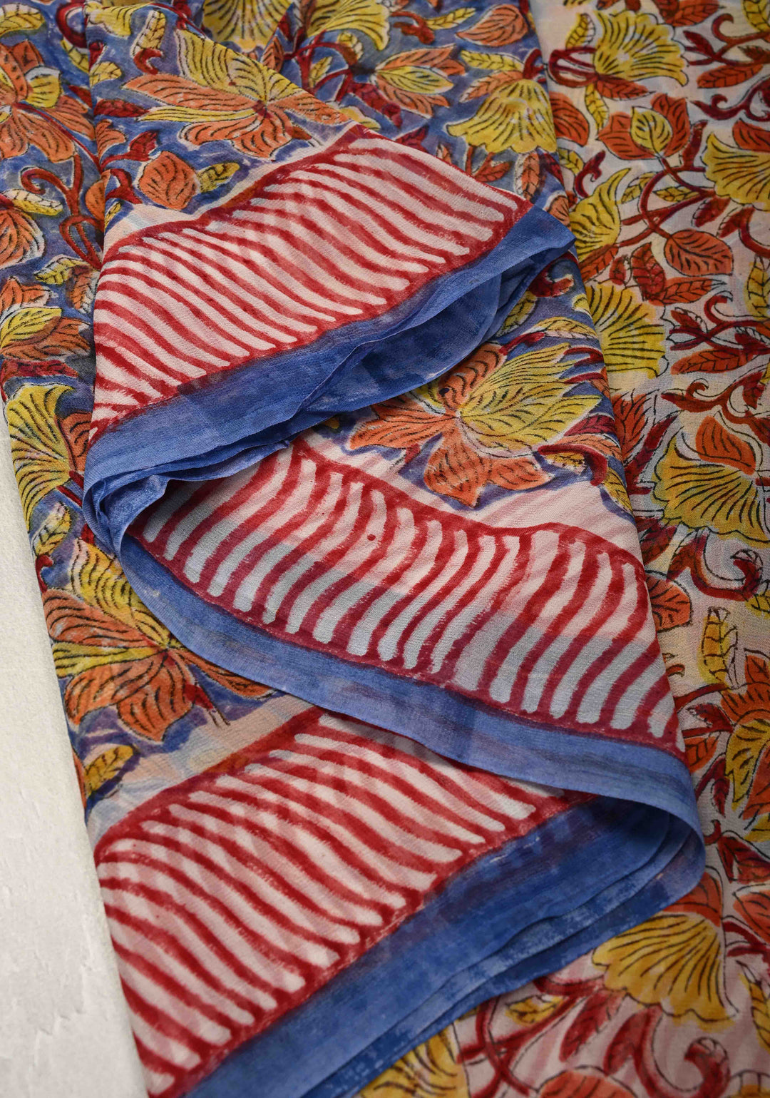 Blue Georgette Saree with Sanganeri Hand Block Print