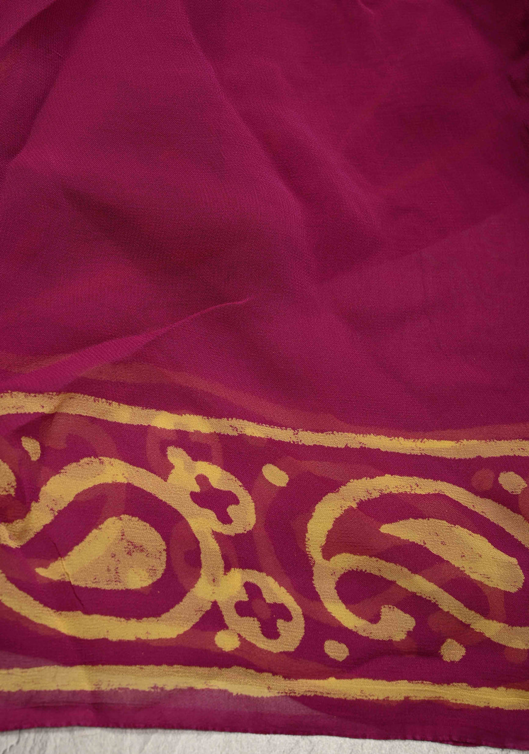 Magenta Georgette Saree with Hand Block Print