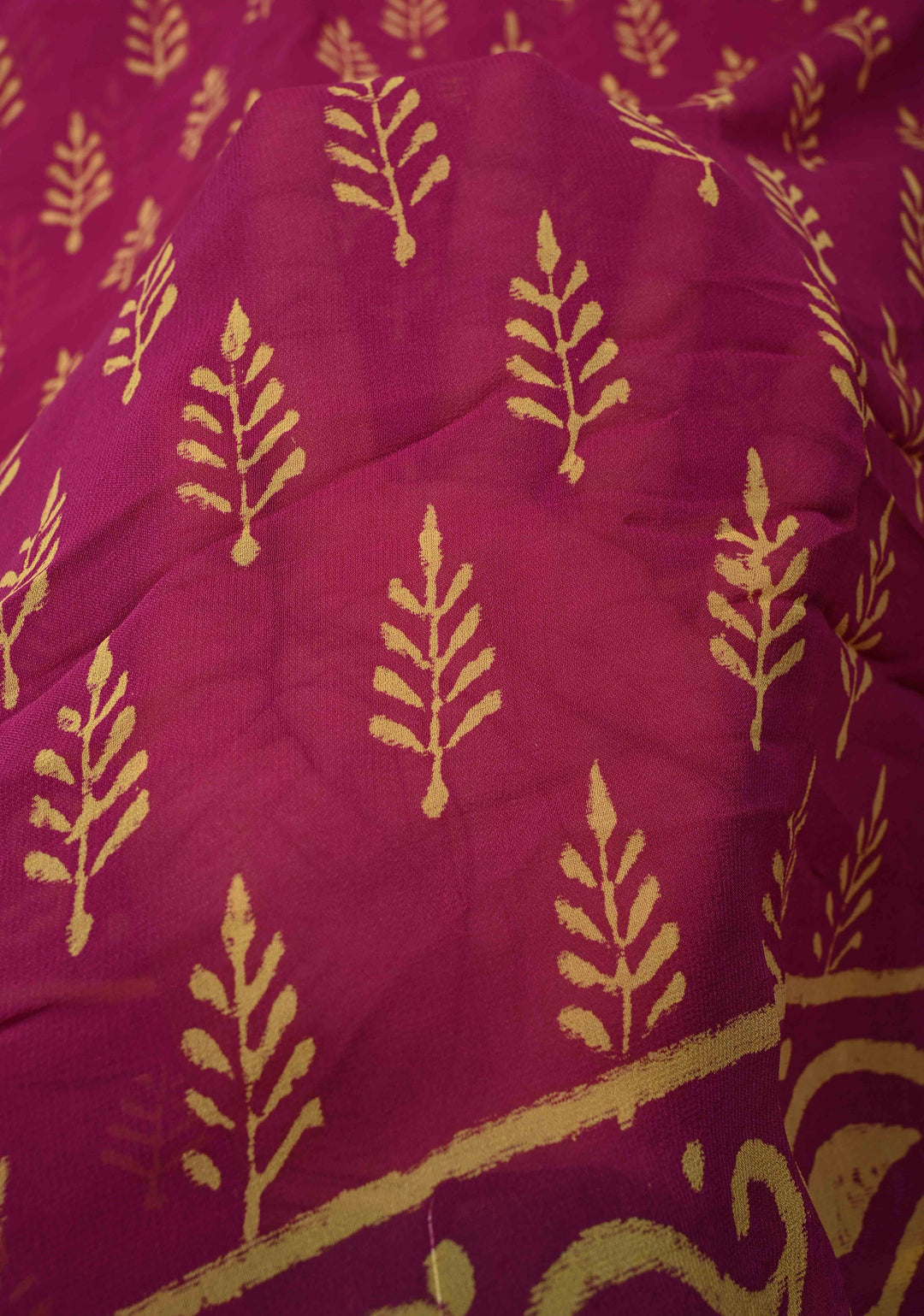 Magenta Georgette Saree with Hand Block Print