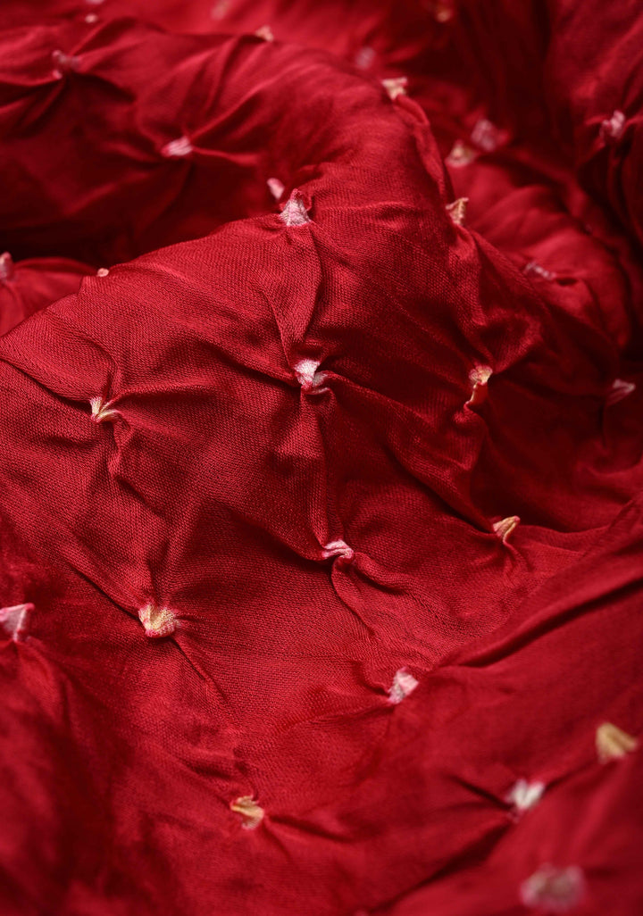 Rani Pink Modal Silk Saree with Sarkam Bandhej and Minimal Zari Border