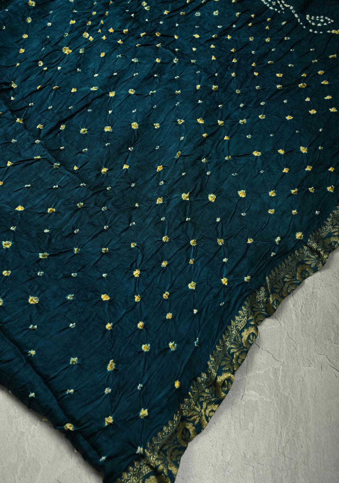 Peacock Green Modal Silk Saree with Sarkam Bandhej and Minimal Zari Border