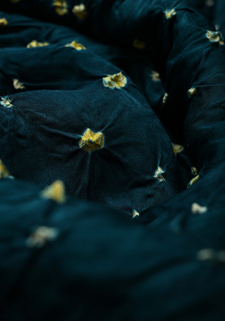 Peacock Green Modal Silk Saree with Sarkam Bandhej and Minimal Zari Border