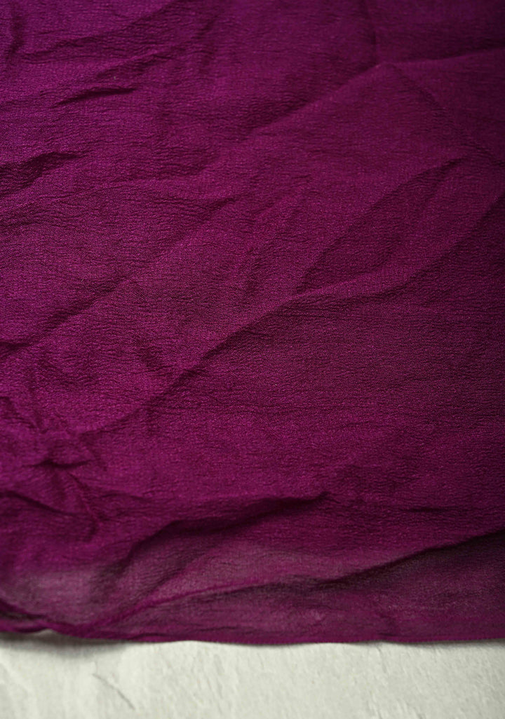 Authentic Borderless Purple Silk Georgette Saree with Sarkam Bandhani | SILK MARK CERTIFIED