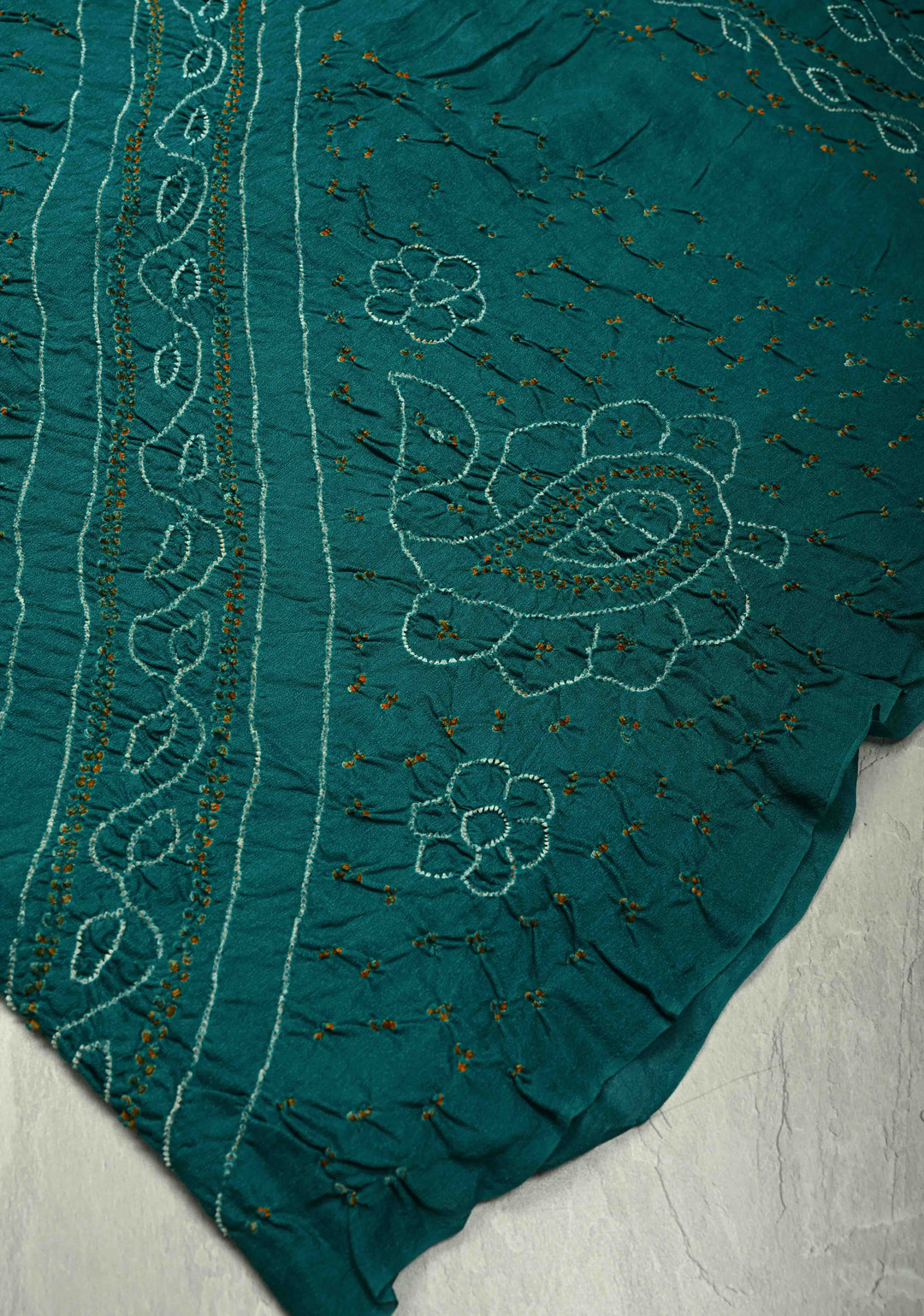 Pre Order - Authentic Rainbow Hand Bandhej Banarasi Silk Georgette Saree with Zari Jaal and Charcoal Black Pallu | SILK MARK CERTIFIED (Copy)