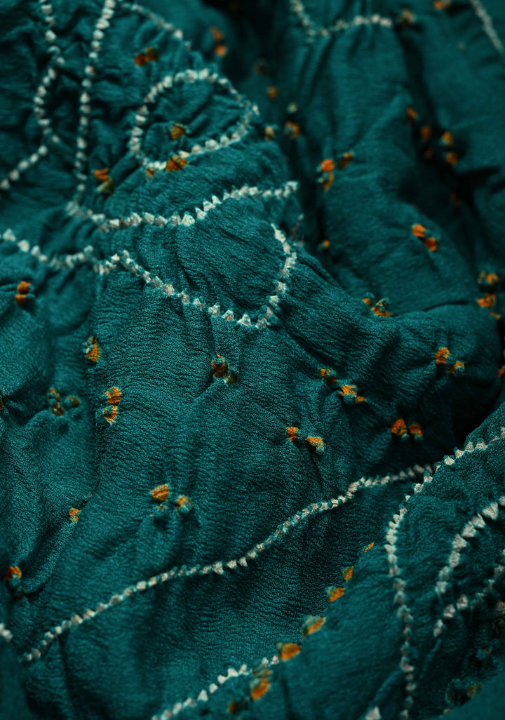 Pre Order - Authentic Rainbow Hand Bandhej Banarasi Silk Georgette Saree with Zari Jaal and Charcoal Black Pallu | SILK MARK CERTIFIED (Copy)