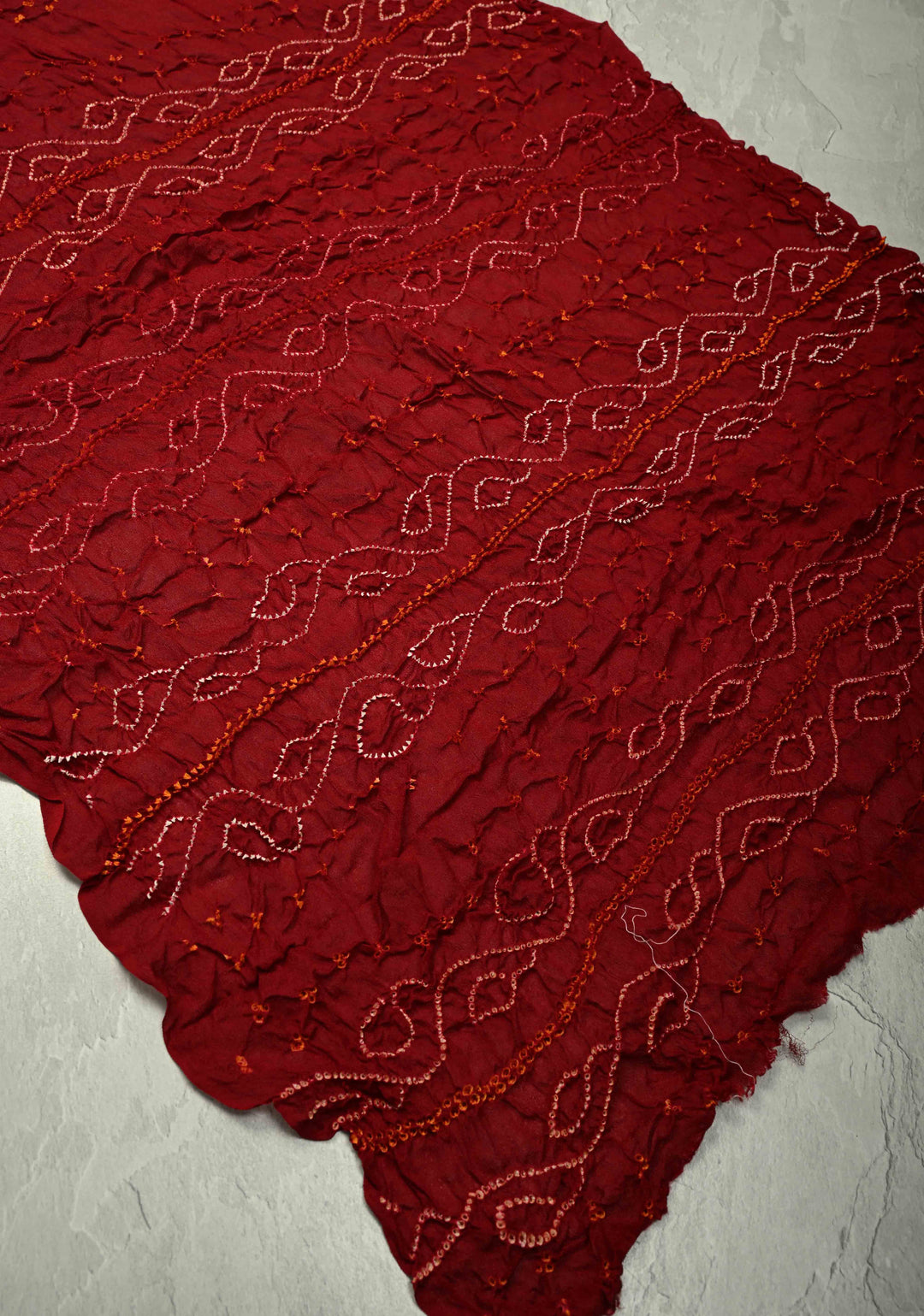 Authentic Maroon Silk Georgette Saree with Sarkam Bandhani | SILK MARK CERTIFIED