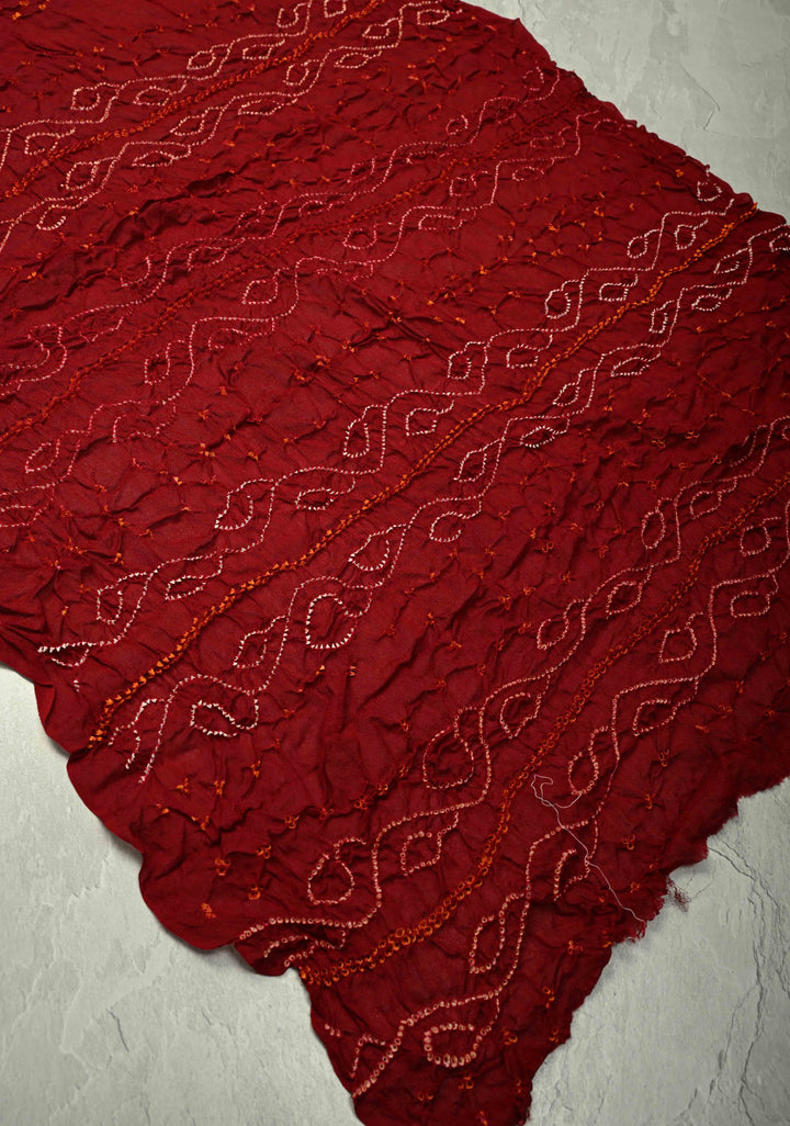 Authentic Maroon Silk Georgette Saree with Sarkam Bandhani | SILK MARK CERTIFIED