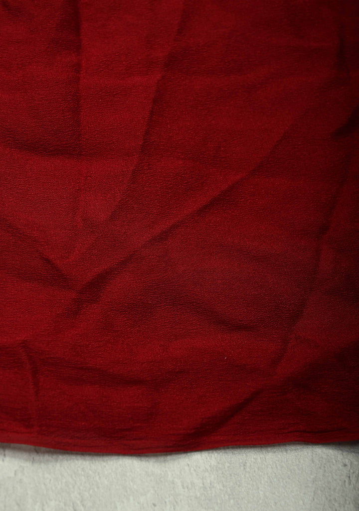 Authentic Maroon Silk Georgette Saree with Sarkam Bandhani | SILK MARK CERTIFIED