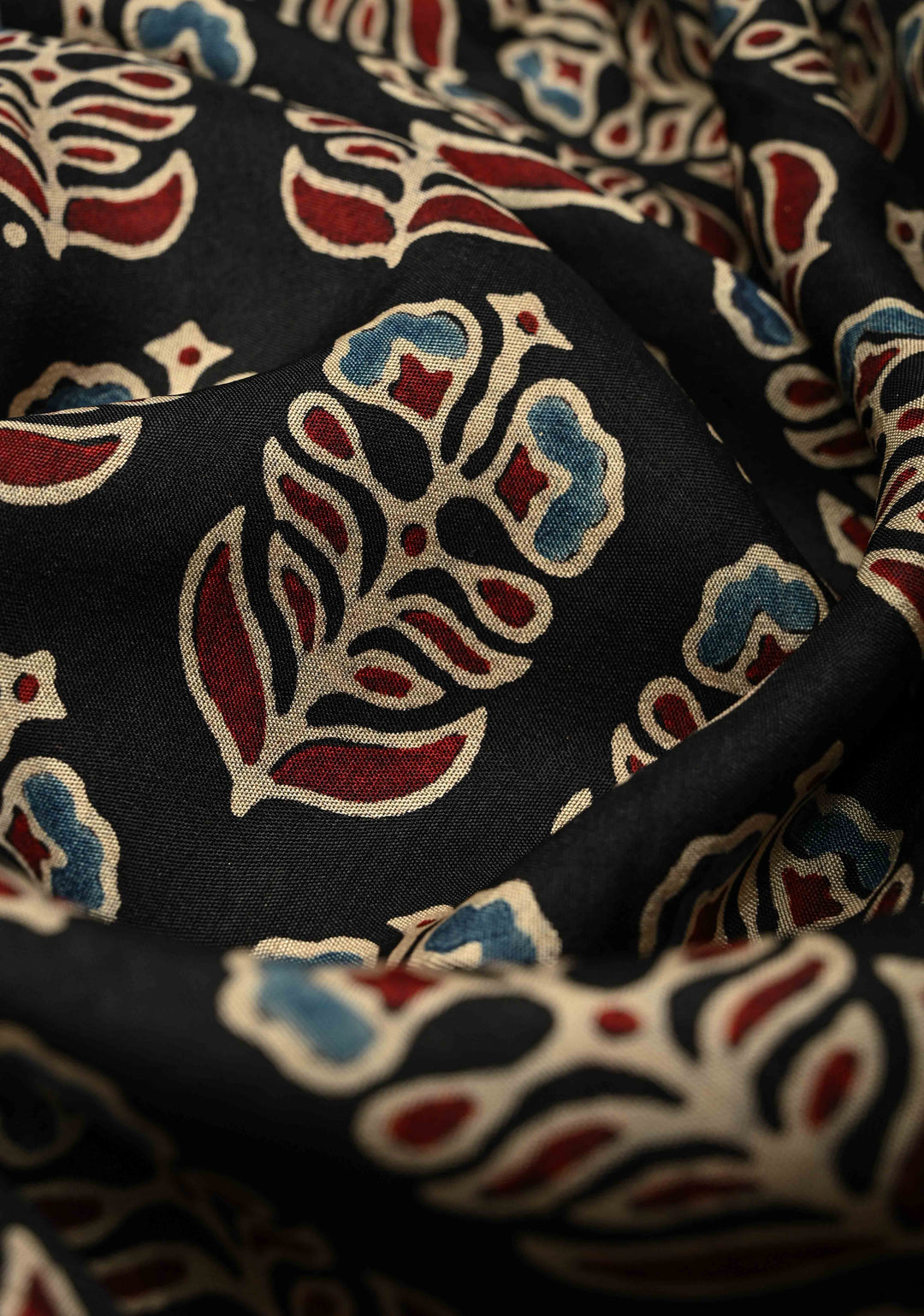 Black Dola Silk Saree with Hand Block Print and Fancy Zari Border